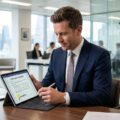 Person underskriver kontrakt digitalt på tablet i forbindelse med underskrivelse af kontrakter online