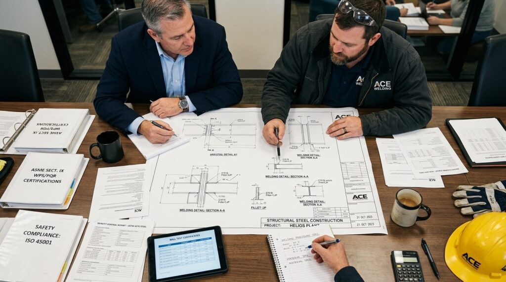 Close-up overhead view of business meeting between industria