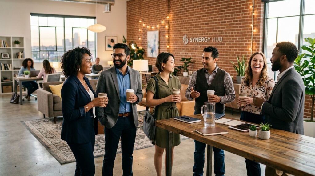 Group of diverse young professionals having a networking mee