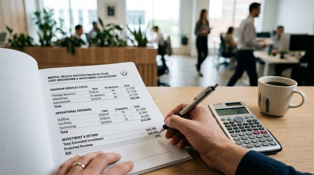 Close-up of a financial planning document showing cost break