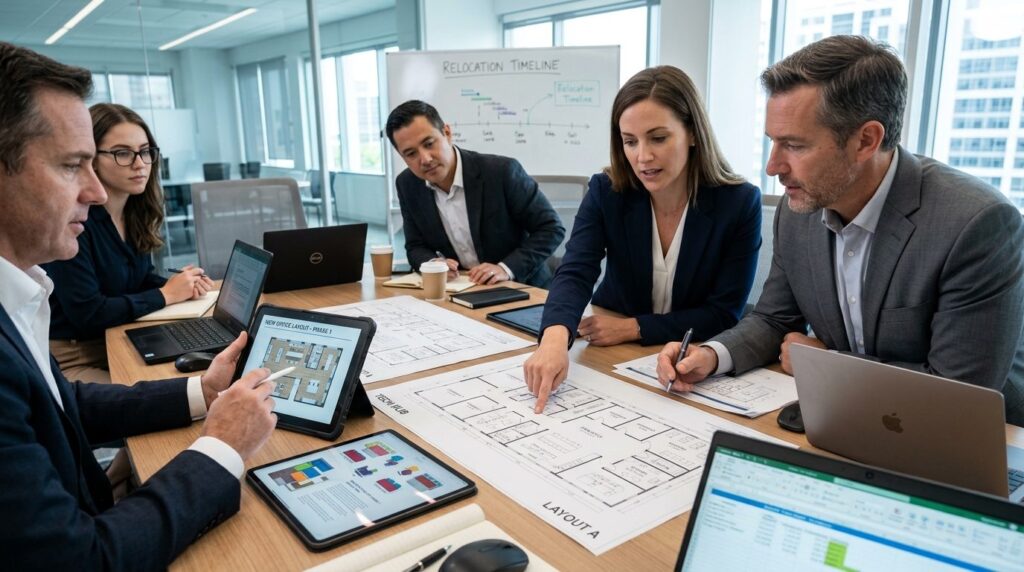 Close-up of business professionals in a modern conference ro