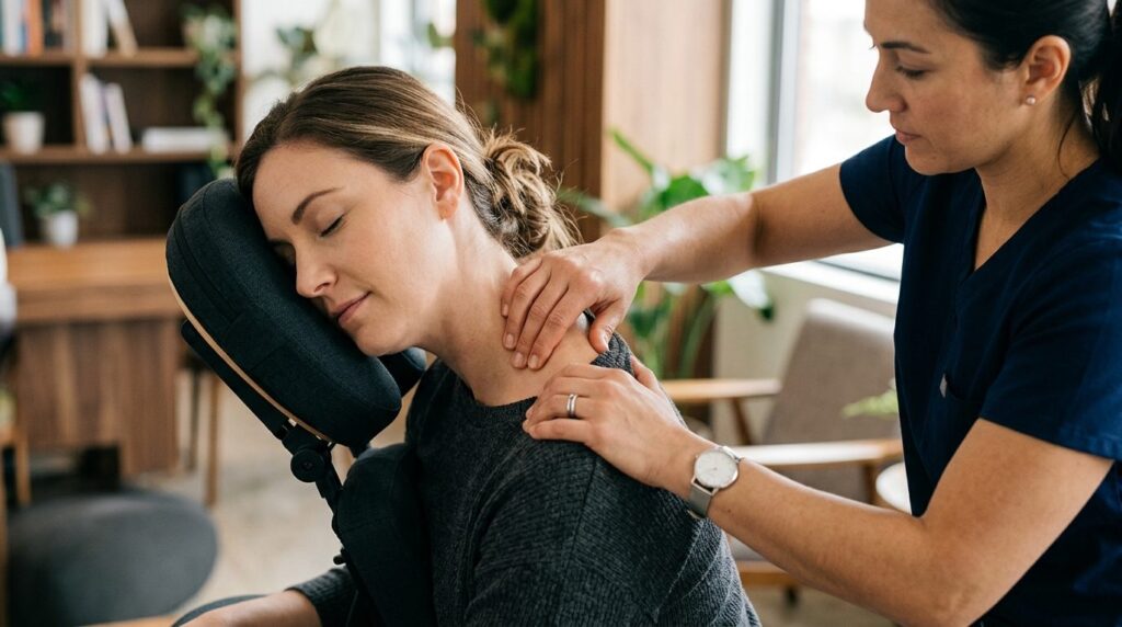 Close-up professional shot of a skilled massage therapists 