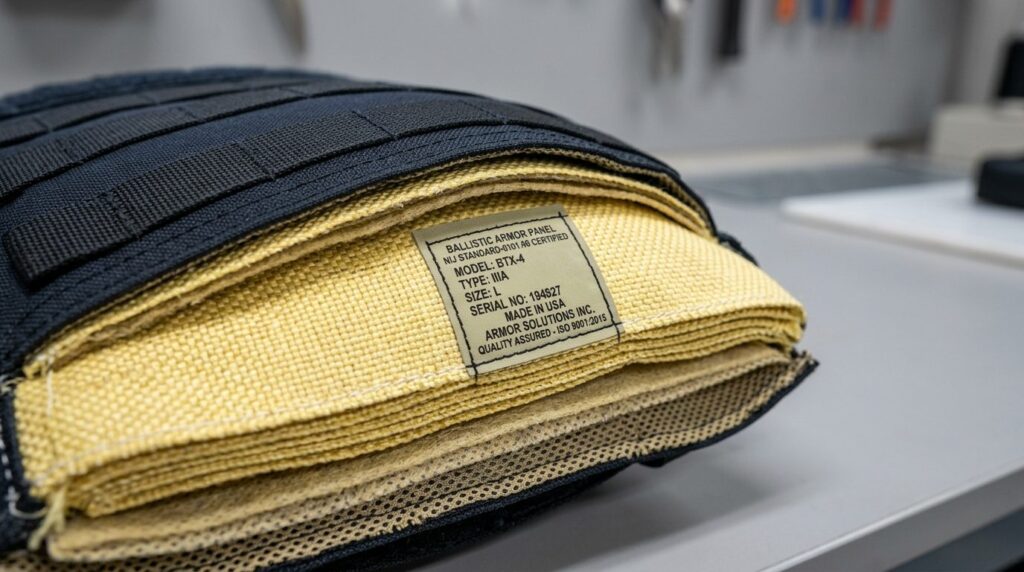 Close-up detail shot of ballistic protection vest material l
